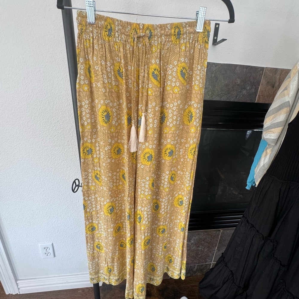 Natalie Martin Yellow Floral Wide Leg Pants